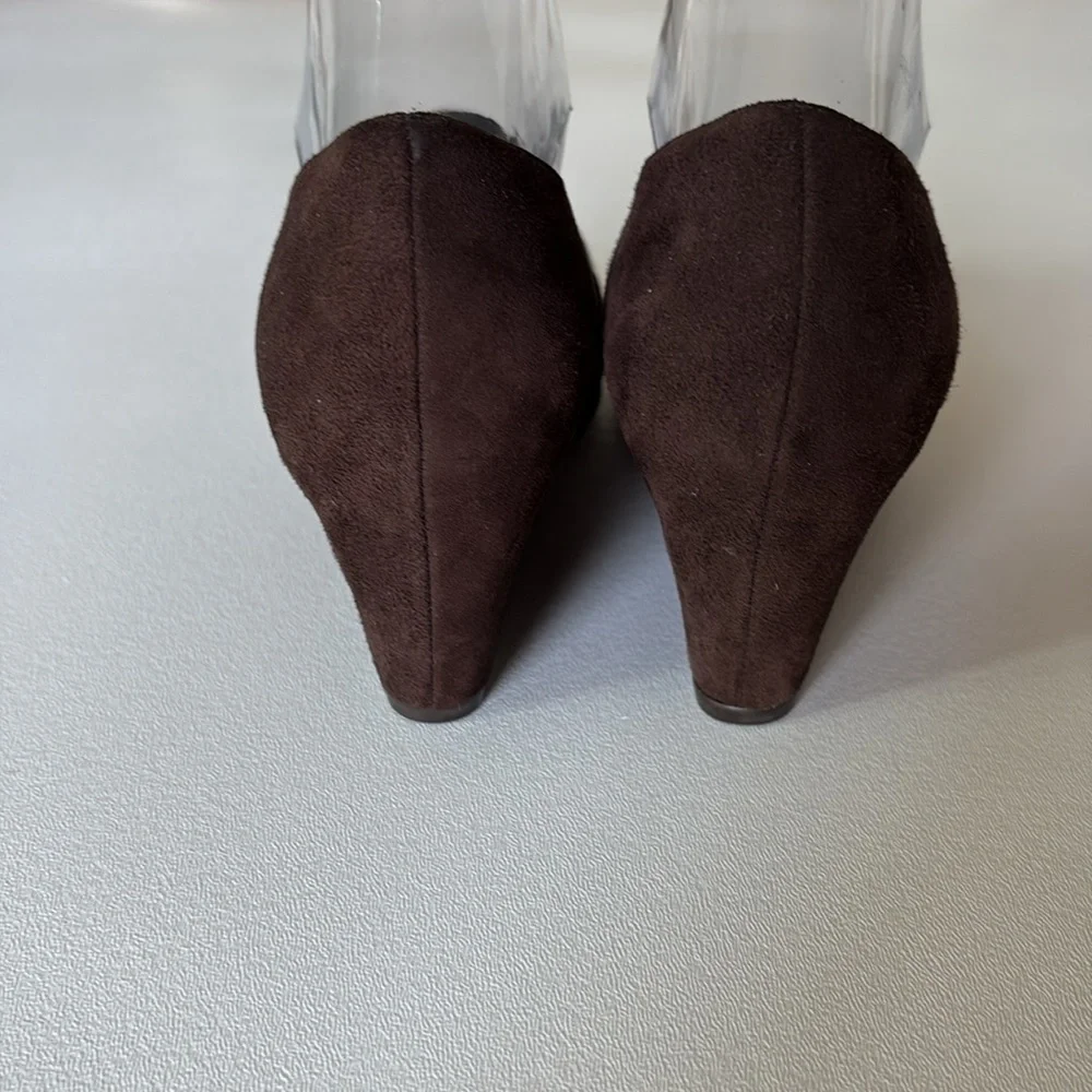 Stuart Weitzman Arise Suede Loafer Wedge Shoes Brown Neutral Minimalist Size 8.5
